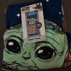 Star Wars Mandalorian Grogu Cotton Towel - Green and Blue (071)